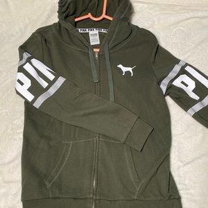 Pink zip up sweatshirt olive green size small